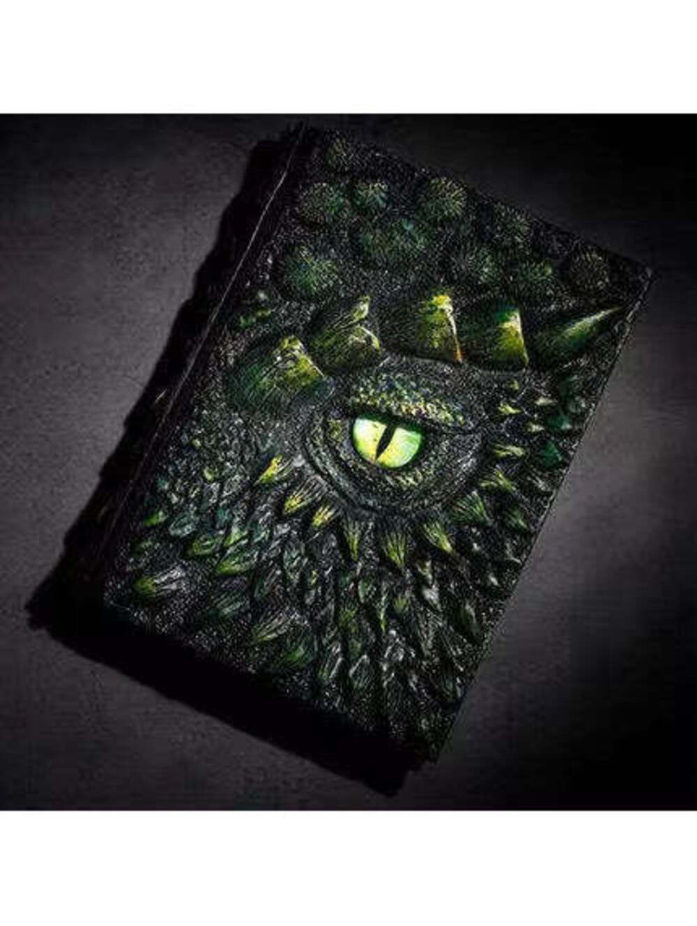 3D Dragon Eye Resin Journal Green – Gothic Embossed Notebook & Fantasy RPG